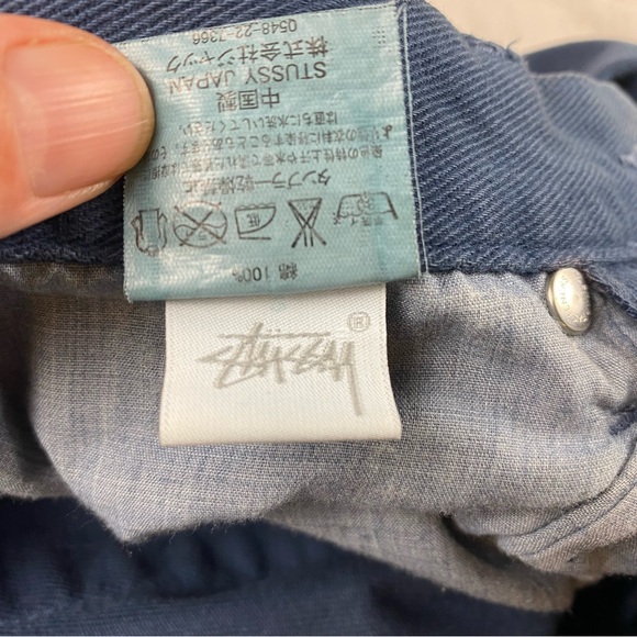 STUSSY Cropped Pants Women' Size Small 28x28 Straight Leg 100% Cotton Blue - Picture 11 of 15